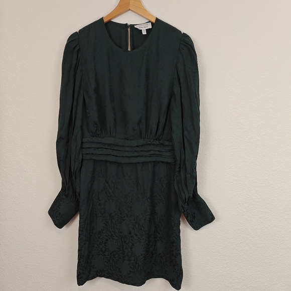 & Other Stories Gathers Long Sleeves Floral Jacquard Mini Dress Size 4 - Picture 3 of 14